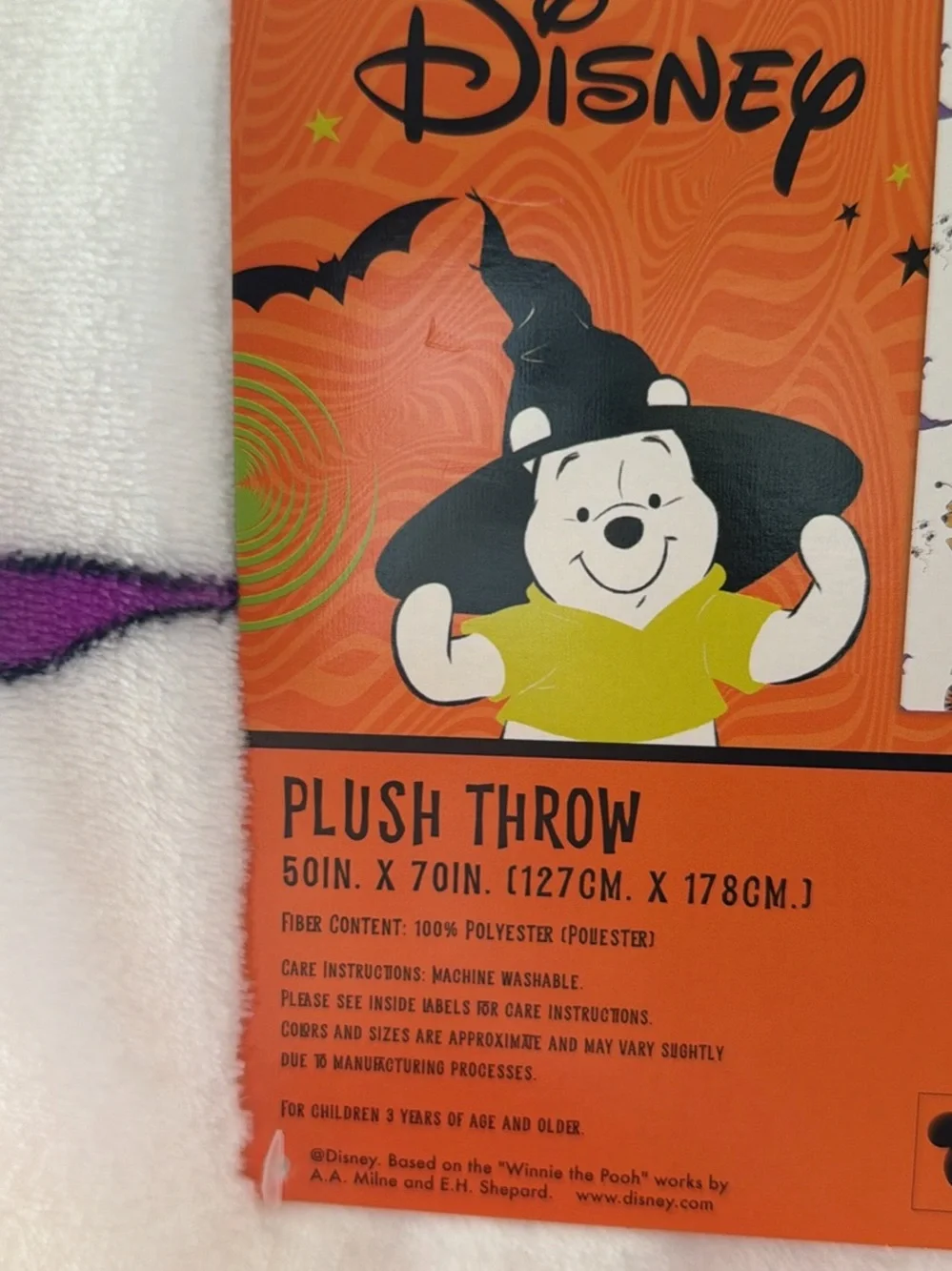 Disney Winnie the Pooh Halloween Plush Throw - Orange & Yellow